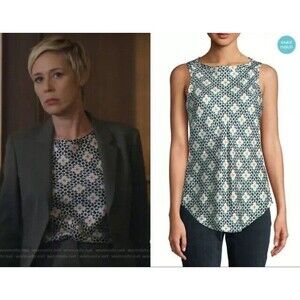 THEORY "Racer 2B" Tile Silk Twill Racerback Tank Top